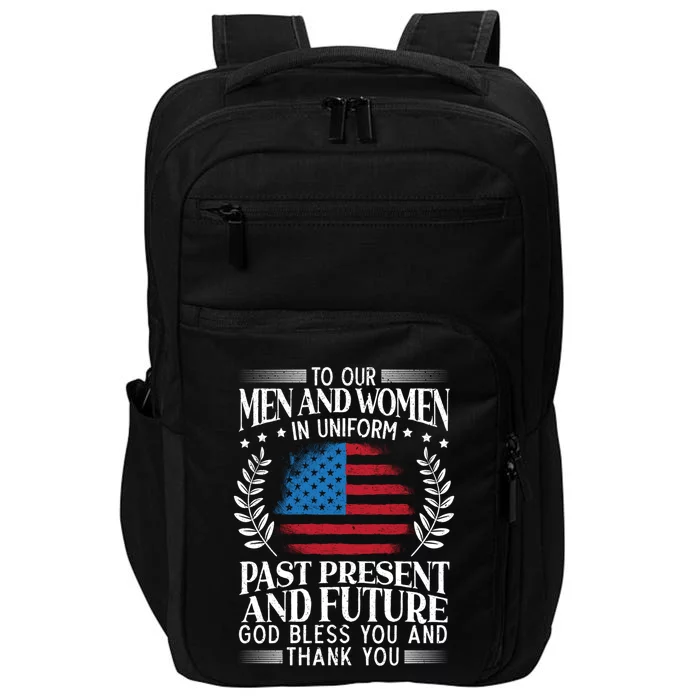 God Bless You And Thank You Usa Flag American Veterans Day Great Gift Impact Tech Backpack