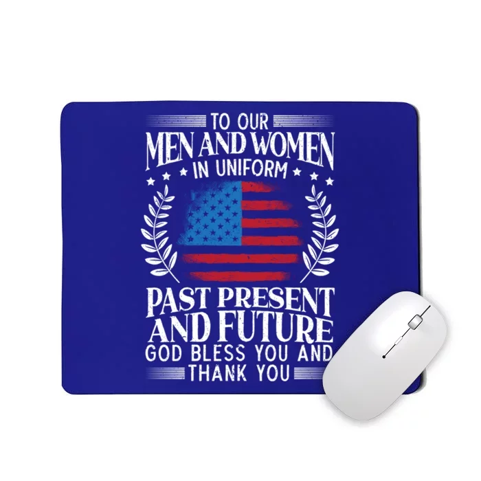 God Bless You And Thank You Usa Flag American Veterans Day Great Gift Mousepad