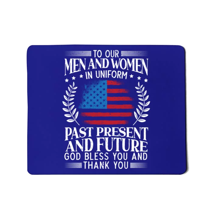 God Bless You And Thank You Usa Flag American Veterans Day Great Gift Mousepad