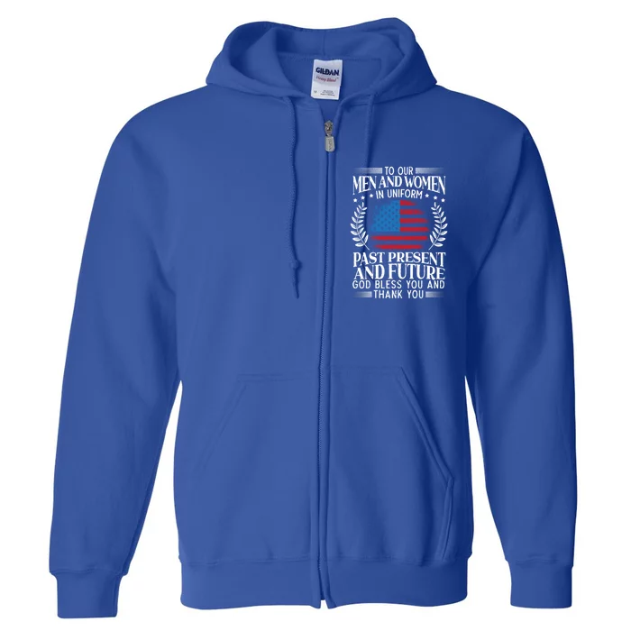 God Bless You And Thank You Usa Flag American Veterans Day Great Gift Full Zip Hoodie