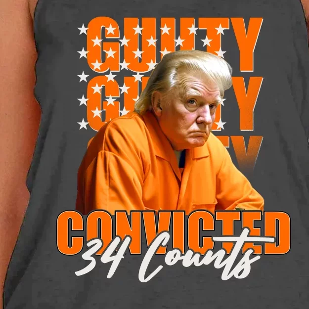 Guilty Convicted 34 Counts Trump Women's Knotted Racerback Tank