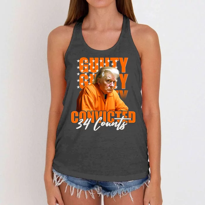 Guilty Convicted 34 Counts Trump Women's Knotted Racerback Tank