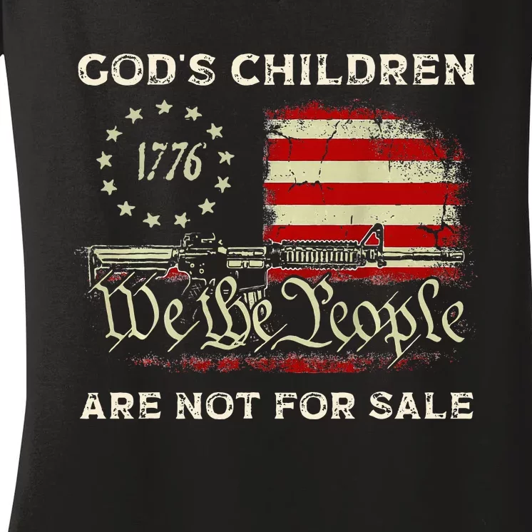 Gods Children Are Not For Sale Embracing Sound Of Freedom Women's V-Neck T-Shirt