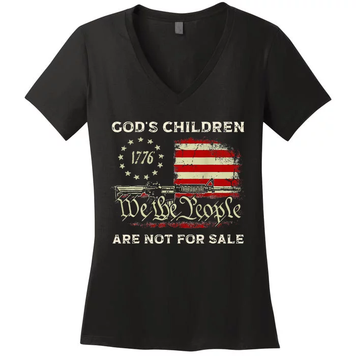 Gods Children Are Not For Sale Embracing Sound Of Freedom Women's V-Neck T-Shirt