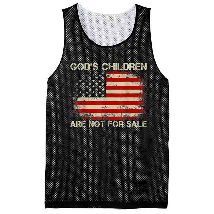 Gods Children Are Not For Sale American Flag Vintage Mesh Reversible Basketball Jersey Tank