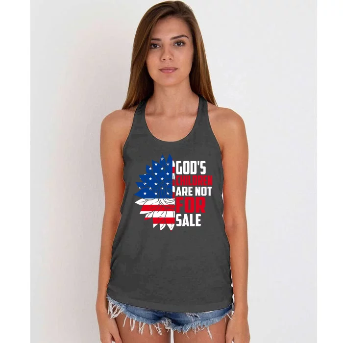 Gods Children Are Not For Sale Funny Political Women's Knotted Racerback Tank