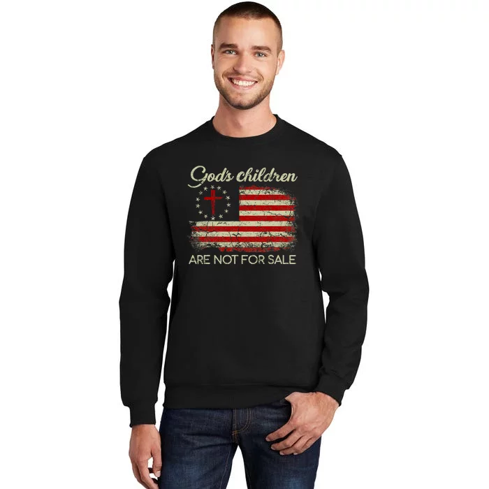 Gods Children Are Not For Sale Christian American Flag Tall Sweatshirt