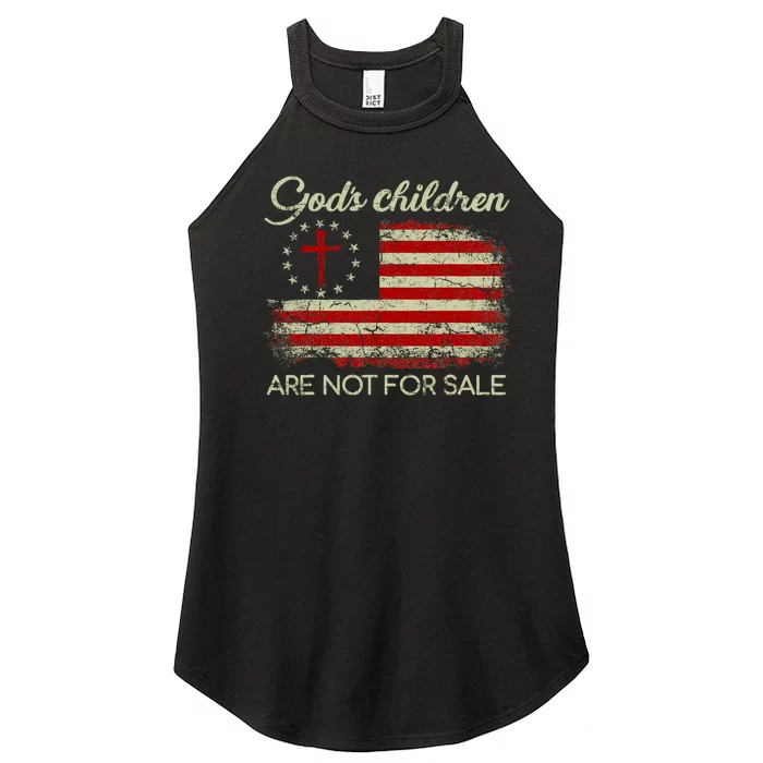 Gods Children Are Not For Sale Christian American Flag Women’s Perfect Tri Rocker Tank