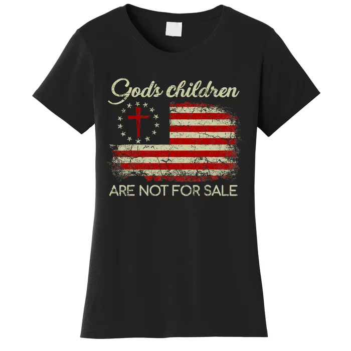 Gods Children Are Not For Sale Christian American Flag Women's T-Shirt