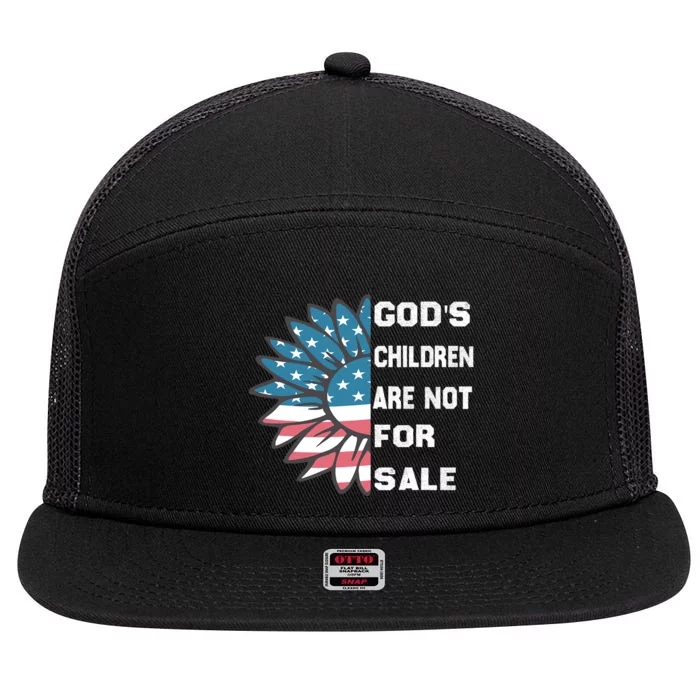 Gods Children Are Not For Sale Sunflower Design 7 Panel Mesh Trucker Snapback Hat