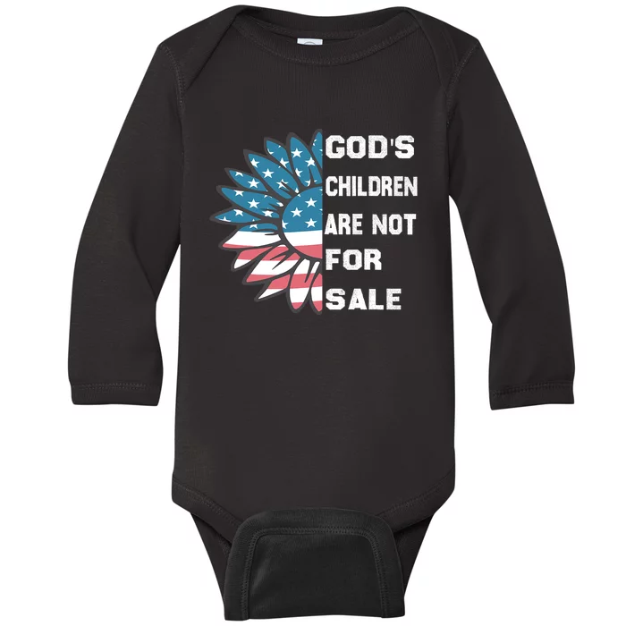 Gods Children Are Not For Sale Sunflower Design Baby Long Sleeve Bodysuit