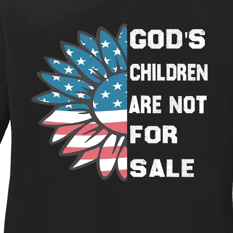 Gods Children Are Not For Sale Sunflower Design Ladies Long Sleeve Shirt