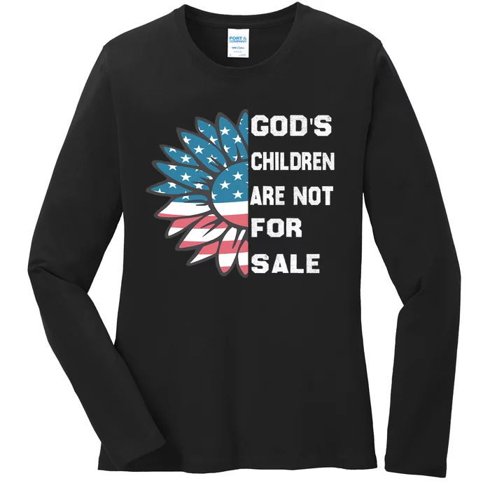 Gods Children Are Not For Sale Sunflower Design Ladies Long Sleeve Shirt