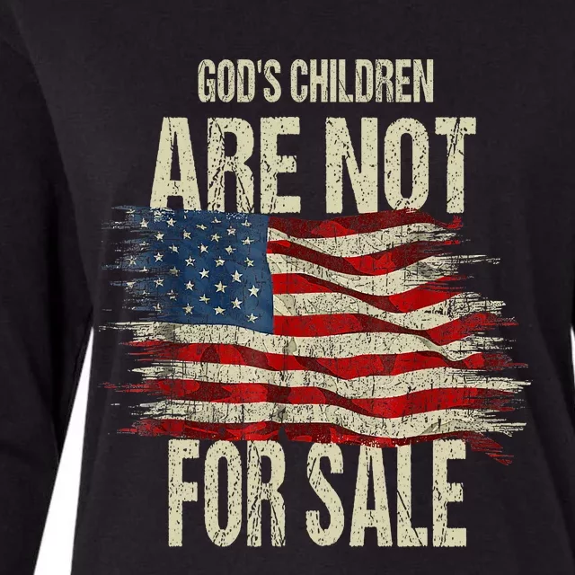 Gods Children Are Not For Sale Christian American Flag Womens Cotton Relaxed Long Sleeve T-Shirt