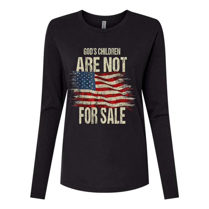 Gods Children Are Not For Sale Christian American Flag Womens Cotton Relaxed Long Sleeve T-Shirt