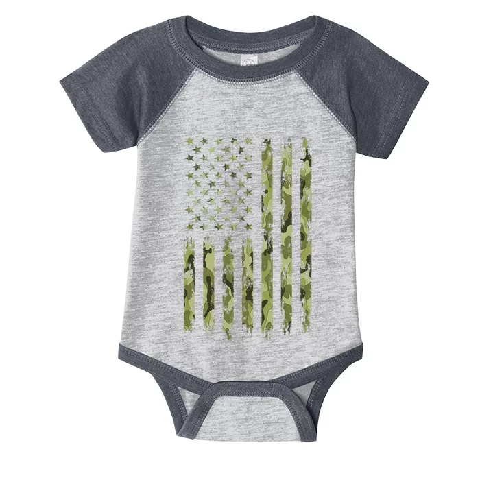 Green Camo American Flag Desert Camouflage Tactical Military Infant Baby Jersey Bodysuit