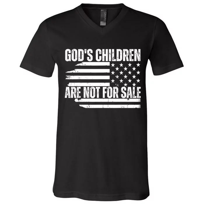 Gods Children Are Not For Sale Funny American Flag V-Neck T-Shirt