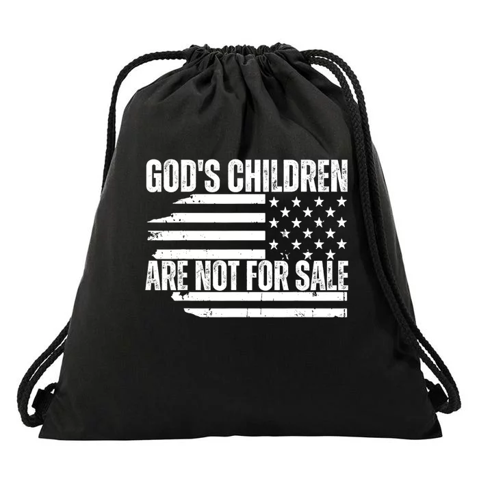 Gods Children Are Not For Sale Funny American Flag Drawstring Bag