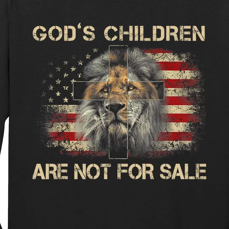 Gods Children Are Not For Sale Funny Quote Gods Children America Flag Tall Long Sleeve T-Shirt