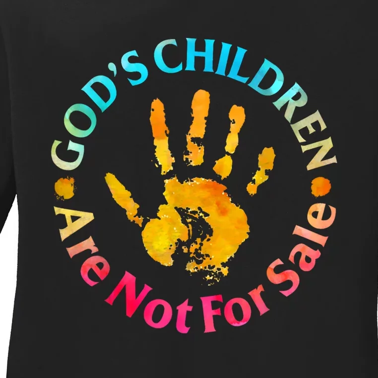 Gods Children Are Not For Sale Hand Prints Ladies Long Sleeve Shirt