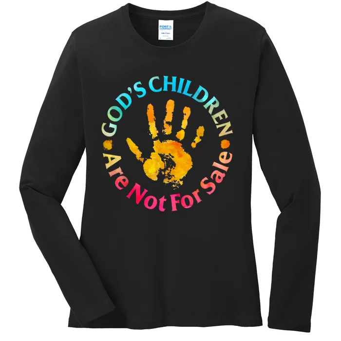 Gods Children Are Not For Sale Hand Prints Ladies Long Sleeve Shirt