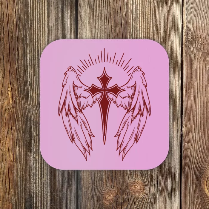 Gothic Cross And Wings Goth Egirl Eboy Emo Alt Coaster