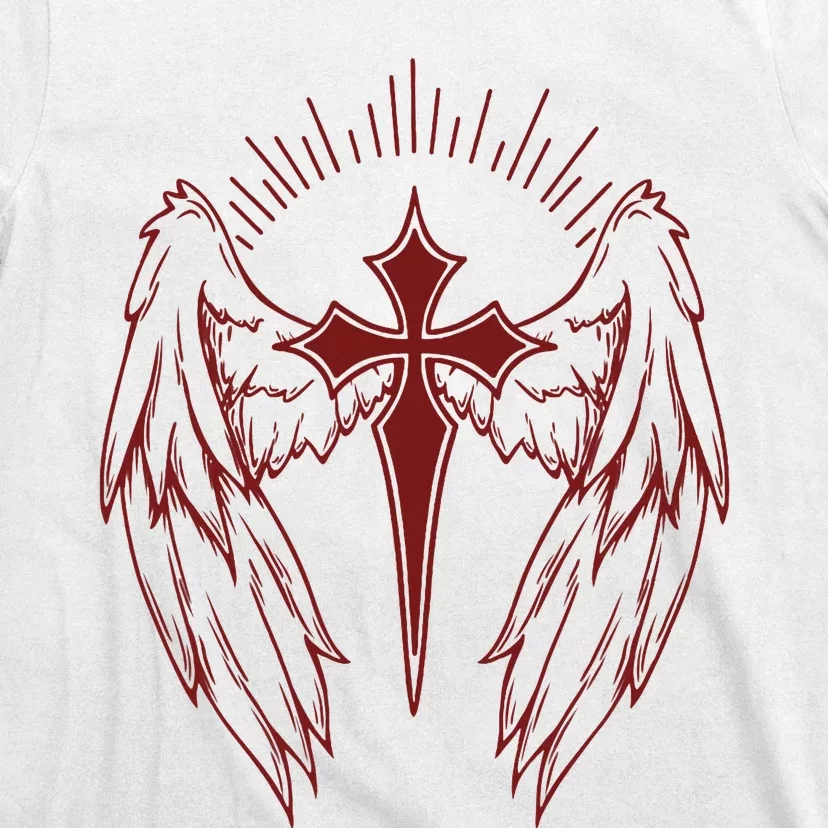 Gothic Cross And Wings Goth Egirl Eboy Emo Alt T-Shirt