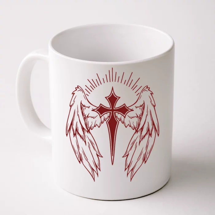 Gothic Cross And Wings Goth Egirl Eboy Emo Alt Front & Back Coffee Mug