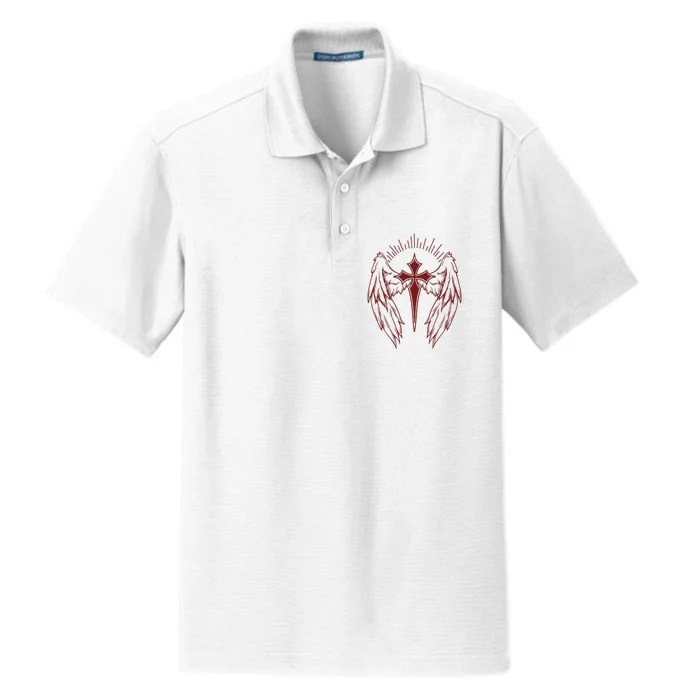 Gothic Cross And Wings Goth Egirl Eboy Emo Alt Dry Zone Grid Performance Polo