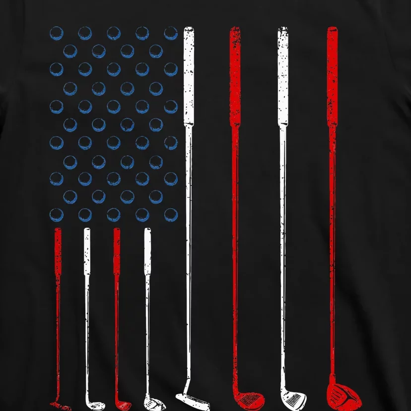 Golf Clubs American Flag T-Shirt