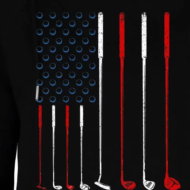 Golf Clubs American Flag Womens Funnel Neck Pullover Hood