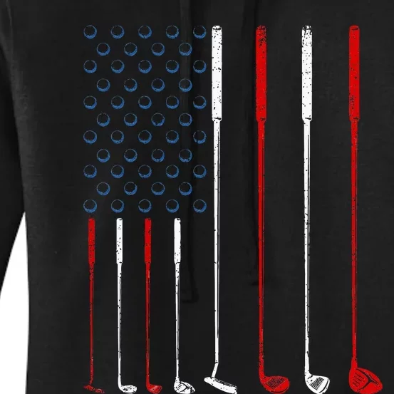 Golf Clubs American Flag Women's Pullover Hoodie