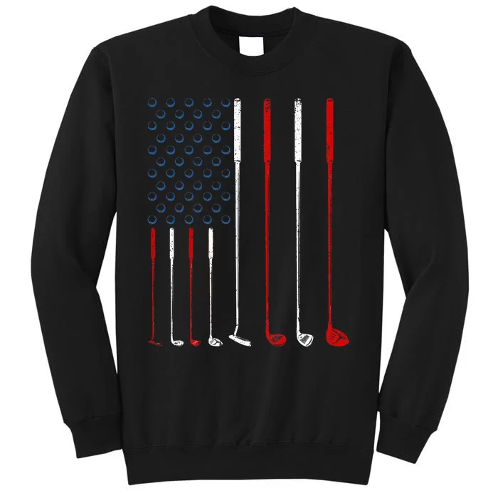 Golf Clubs American Flag Tall Sweatshirt