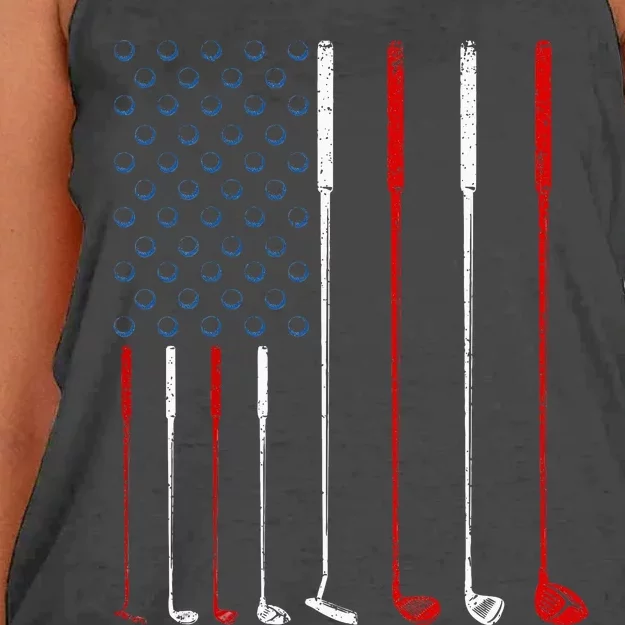 Golf Clubs American Flag Women's Knotted Racerback Tank