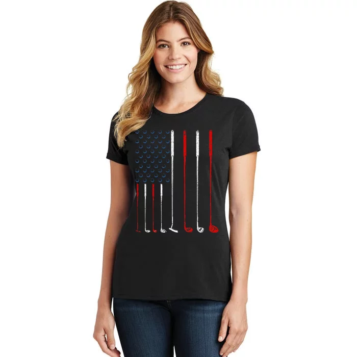 Golf Clubs American Flag Women's T-Shirt