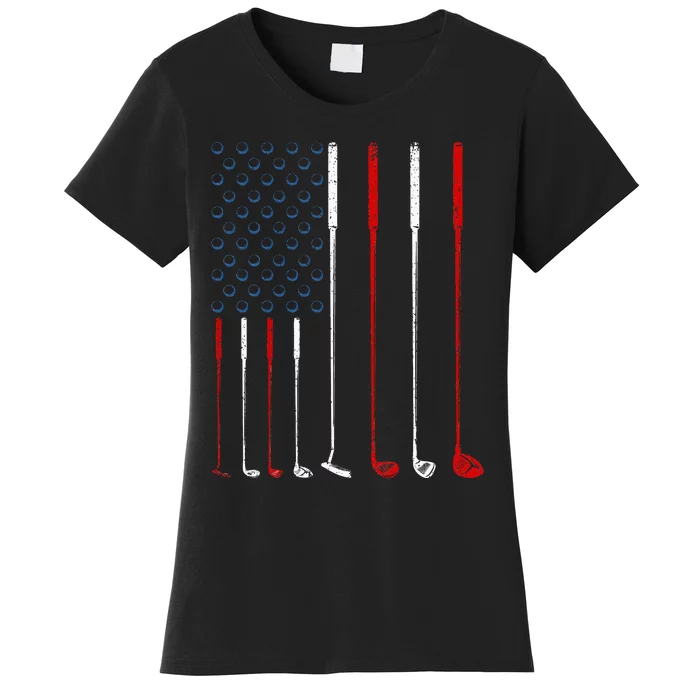 Golf Clubs American Flag Women's T-Shirt