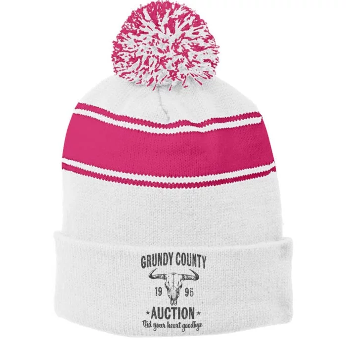 Grundy County Auction Vintage Inspired Concert Stripe Pom Pom Beanie