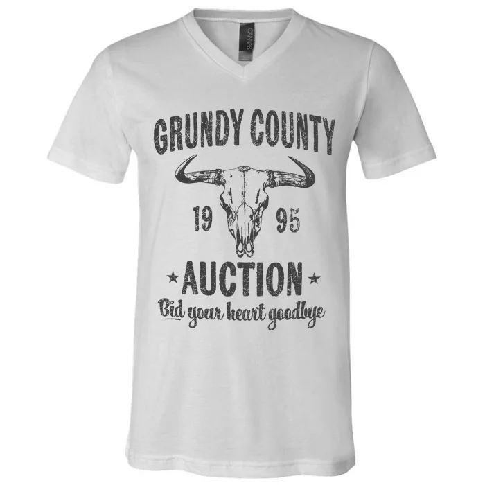 Grundy County Auction Vintage Inspired Concert V-Neck T-Shirt