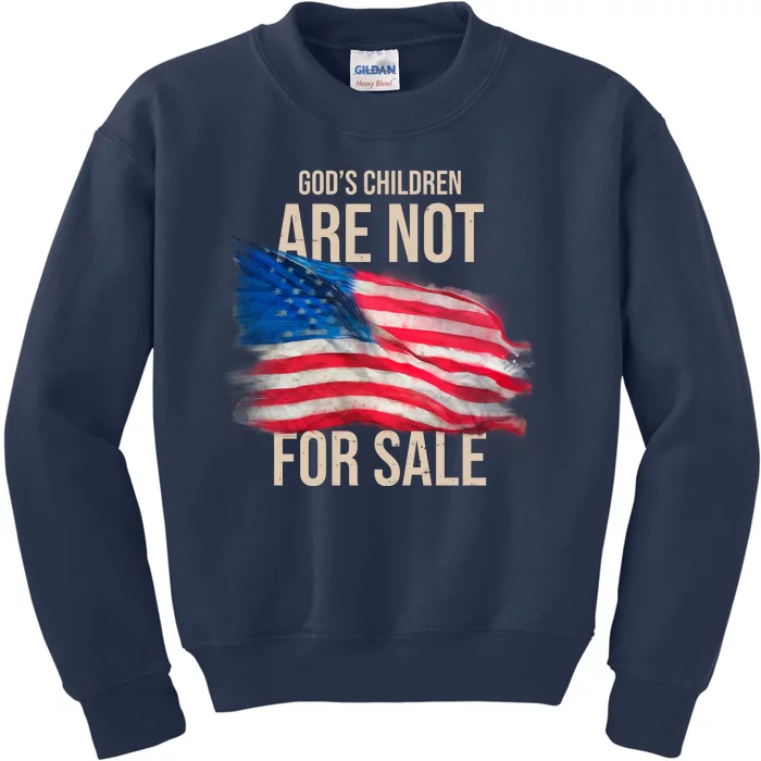 Gods Children Are Not For Sale Usa Flag Kids Sweatshirt