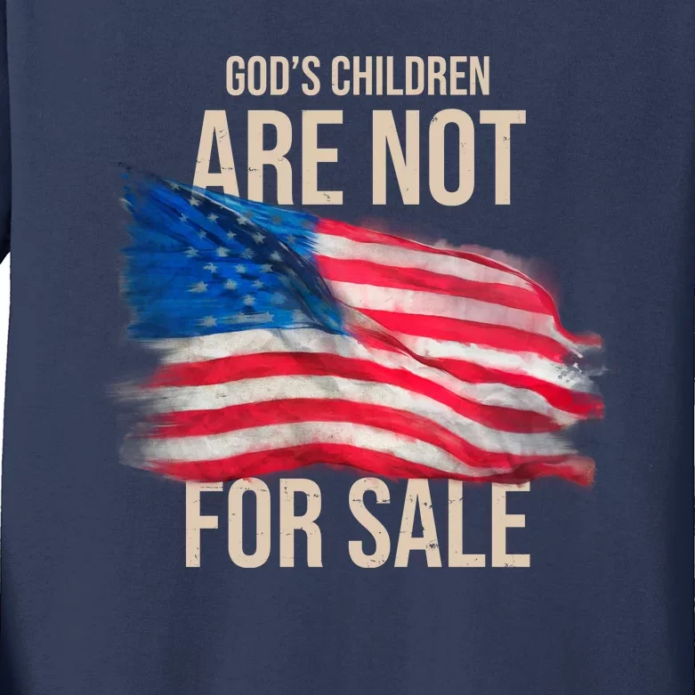 Gods Children Are Not For Sale Usa Flag Kids Long Sleeve Shirt