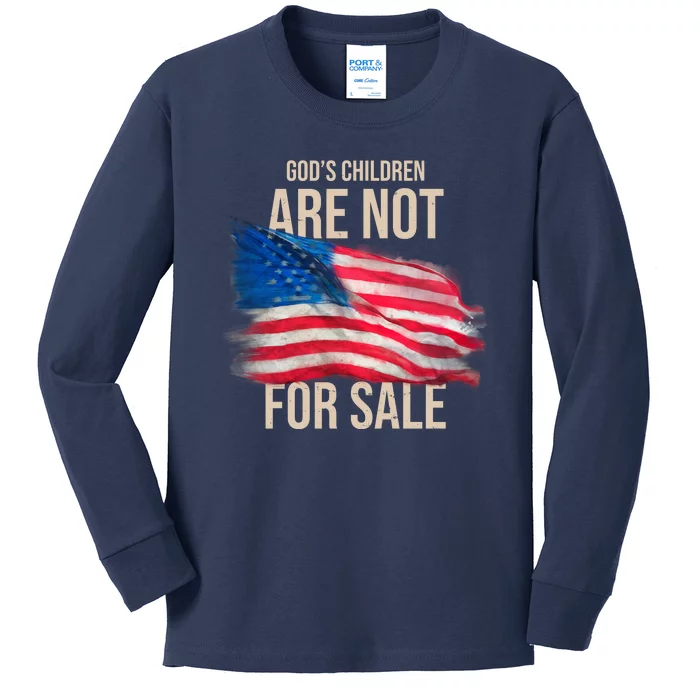 Gods Children Are Not For Sale Usa Flag Kids Long Sleeve Shirt