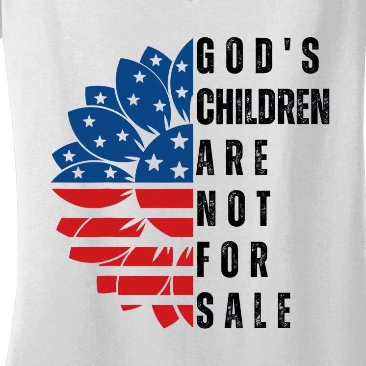 Gods Children Are Not For Sale Funny Political Gift For Men Women Women's V-Neck T-Shirt