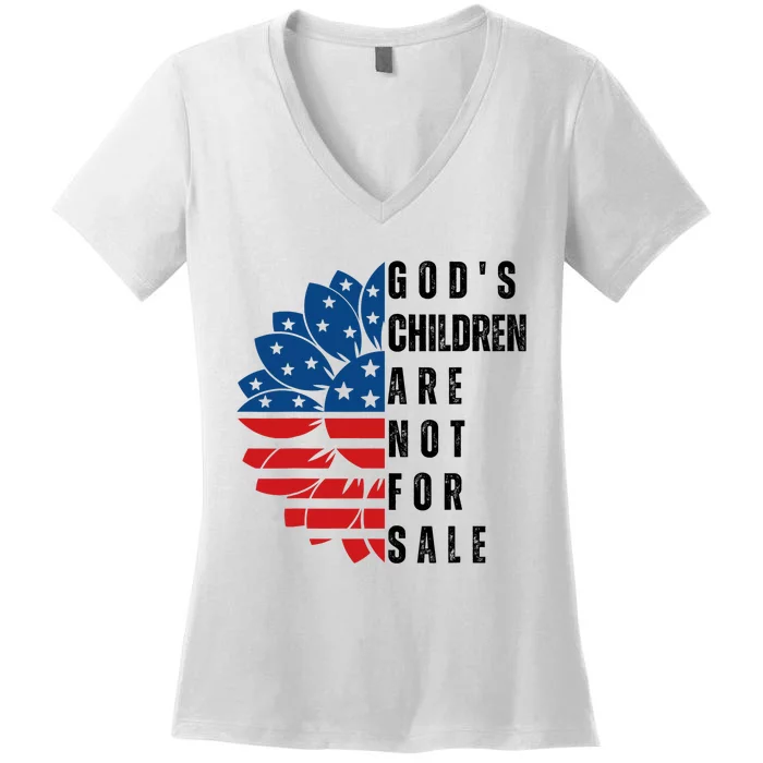 Gods Children Are Not For Sale Funny Political Gift For Men Women Women's V-Neck T-Shirt