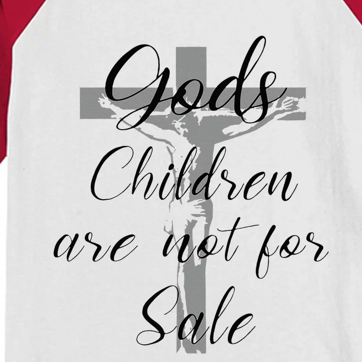 Gods Children Are Not For Sale Cross Jesus Christ Christian Kids Colorblock Raglan Jersey