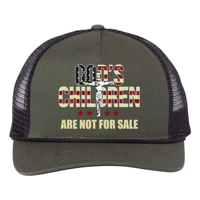 Gods Children Are Not For Sale Cross Usa Retro Rope Trucker Hat Cap