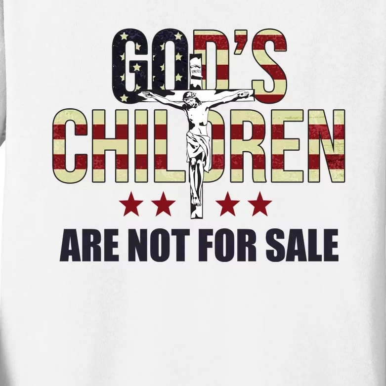 Gods Children Are Not For Sale Cross Usa Kids Long Sleeve Shirt