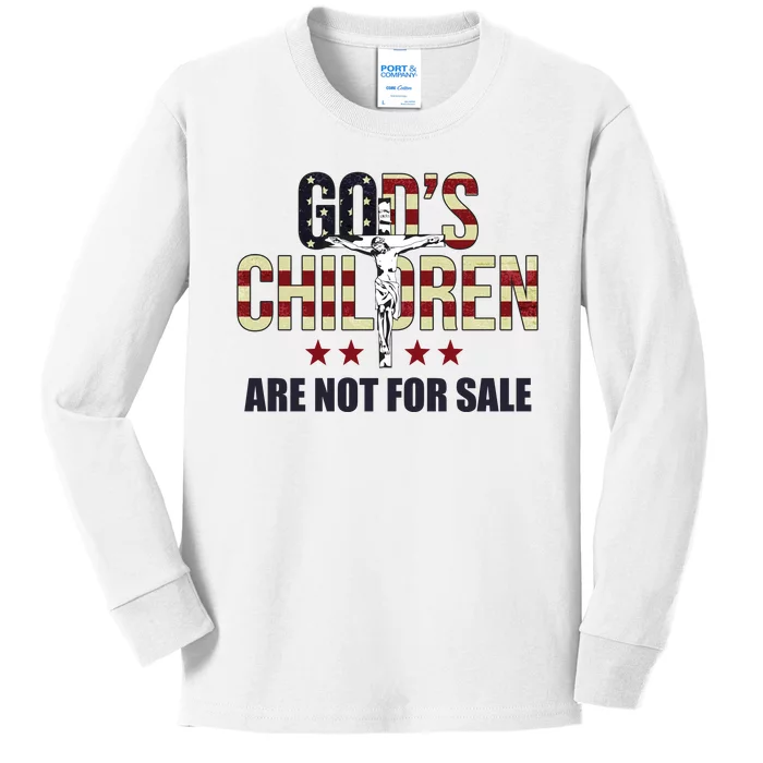 Gods Children Are Not For Sale Cross Usa Kids Long Sleeve Shirt