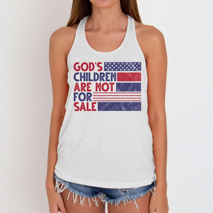 Gods Children Are Not For Sale USA Awareness Women's Knotted Racerback Tank