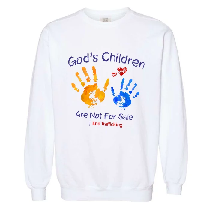 Gods Children Are Not For Sale Hand Prints Garment-Dyed Sweatshirt