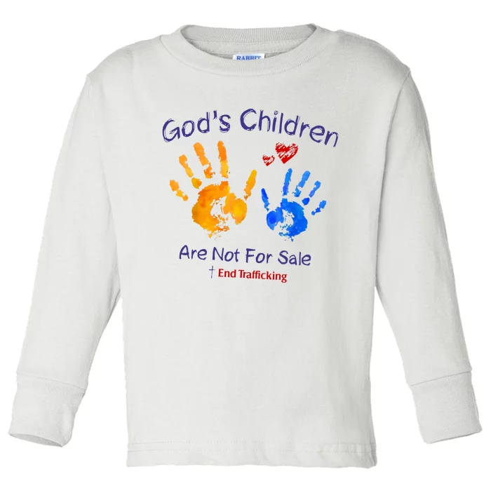 Gods Children Are Not For Sale Hand Prints Toddler Long Sleeve Shirt